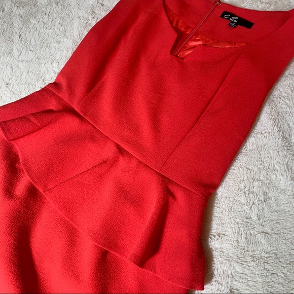 Red Cocktail Dress with Peplum Waist - Picture 3 of 8